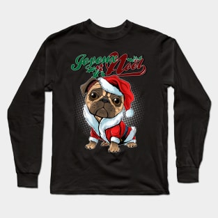 Joyeux noël sweet pug Long Sleeve T-Shirt